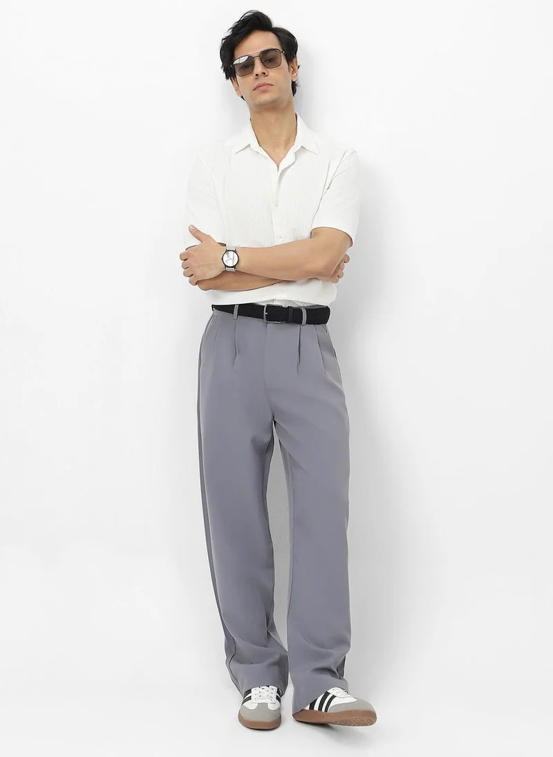 Urbano Fashion  Urbano Fashion Men's Grey Loose Baggy Fit Solid Korean Pants Stretchable for Men | Best Price UAE